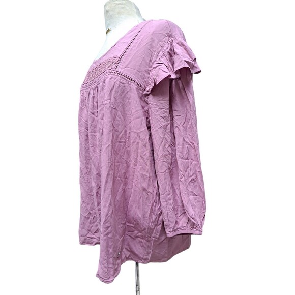 Adrienne Vittadini Boho Peasant Top Women’s XL Pink Blouse Shirt 3/4 Sleeves NWT - Picture 2 of 8